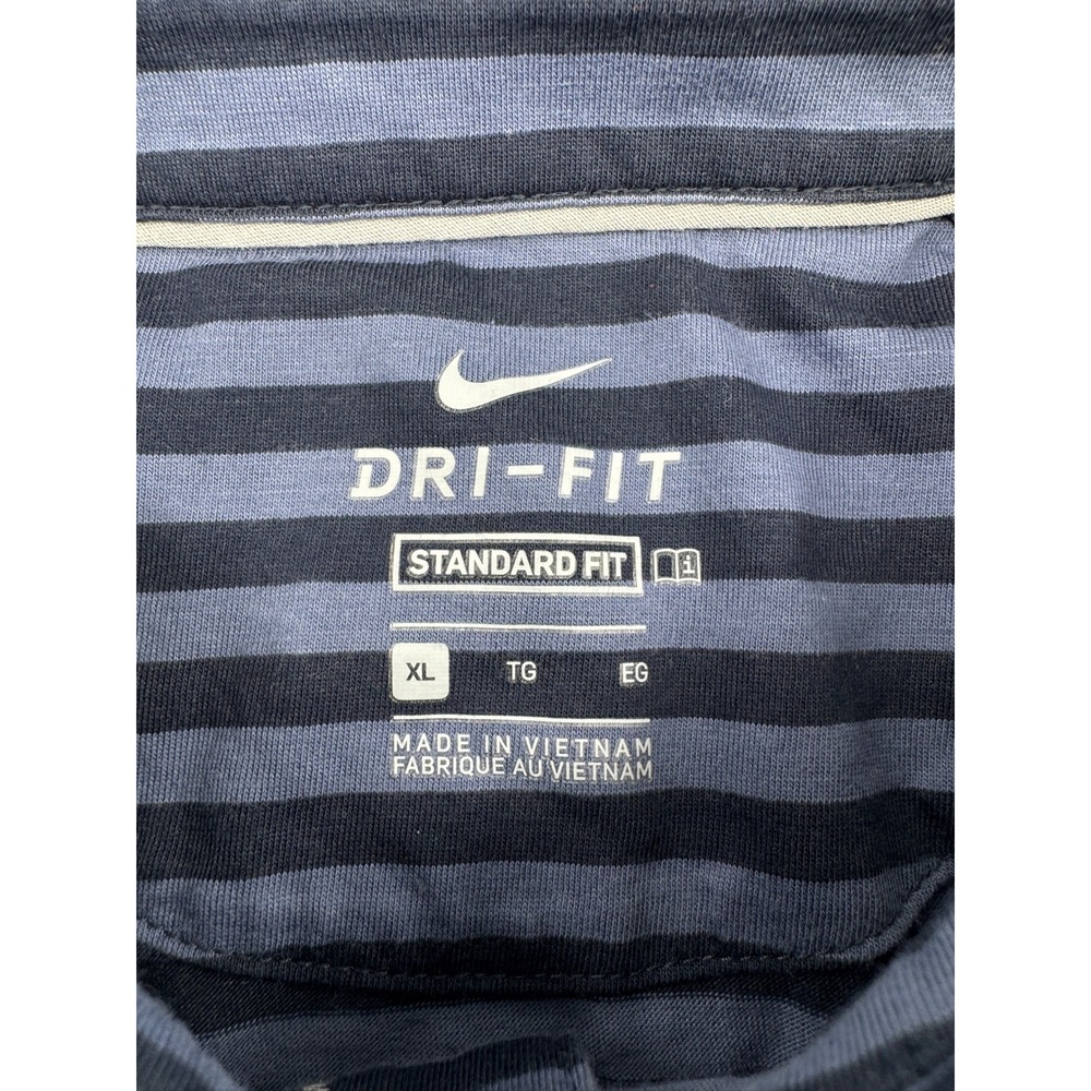 Nike Dri-FIT TPC Sawgrass Golf Polo Shirt Mens XL Blue Striped Short Sleeve - Picture 4 of 9